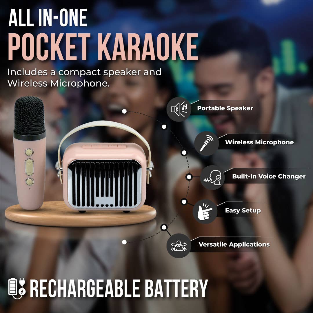 Trend Tech Brands - Wholesale Speakers - Pocket Karaoke-Microphone & Speaker Combo-Pink2