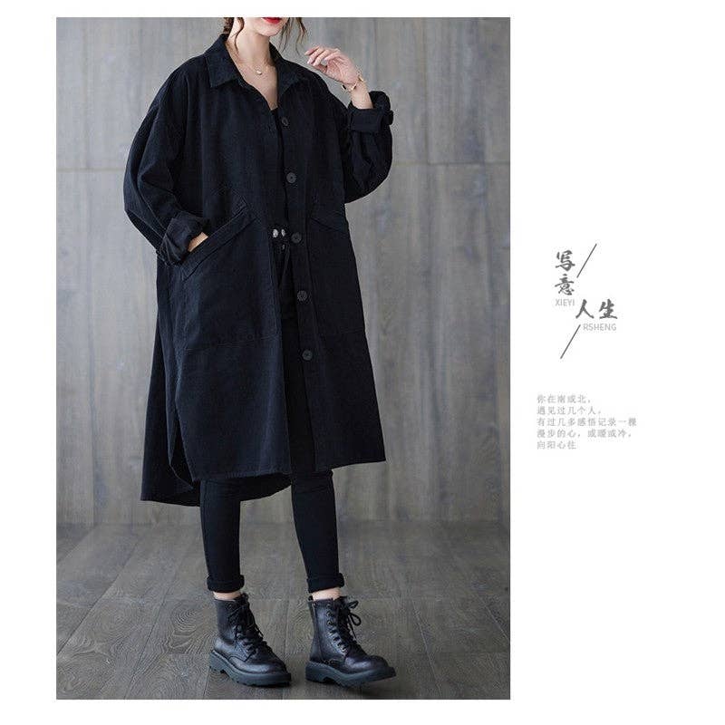 FurDecoration – wholesale Coat – Women’s – Casual Loose Fit Lapel Collar Windbreaker Coat with Single Breasted Closure and Pockets3