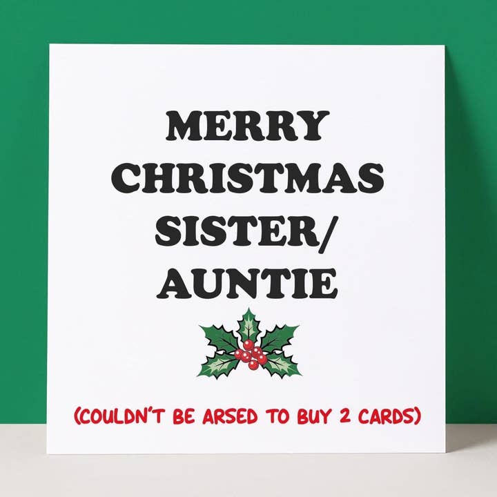 SŒUR / TATA - CARTE DE NOËL pour la vente par Pack a Punch Designs