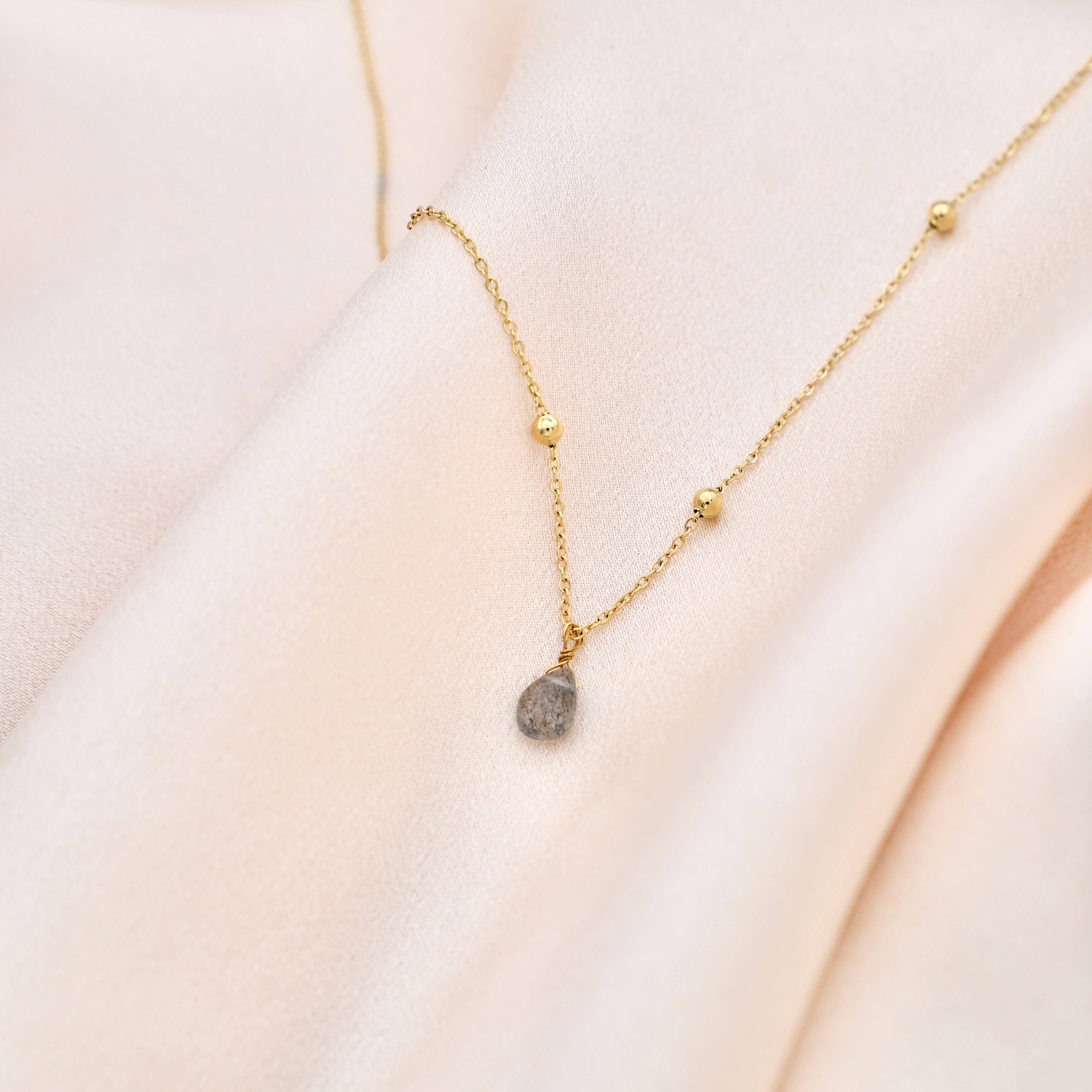 Victoire Collection – Engroshandel Halskæde med vedhæng – Delikat halskæde med labradorit sten i rustfrit stål2