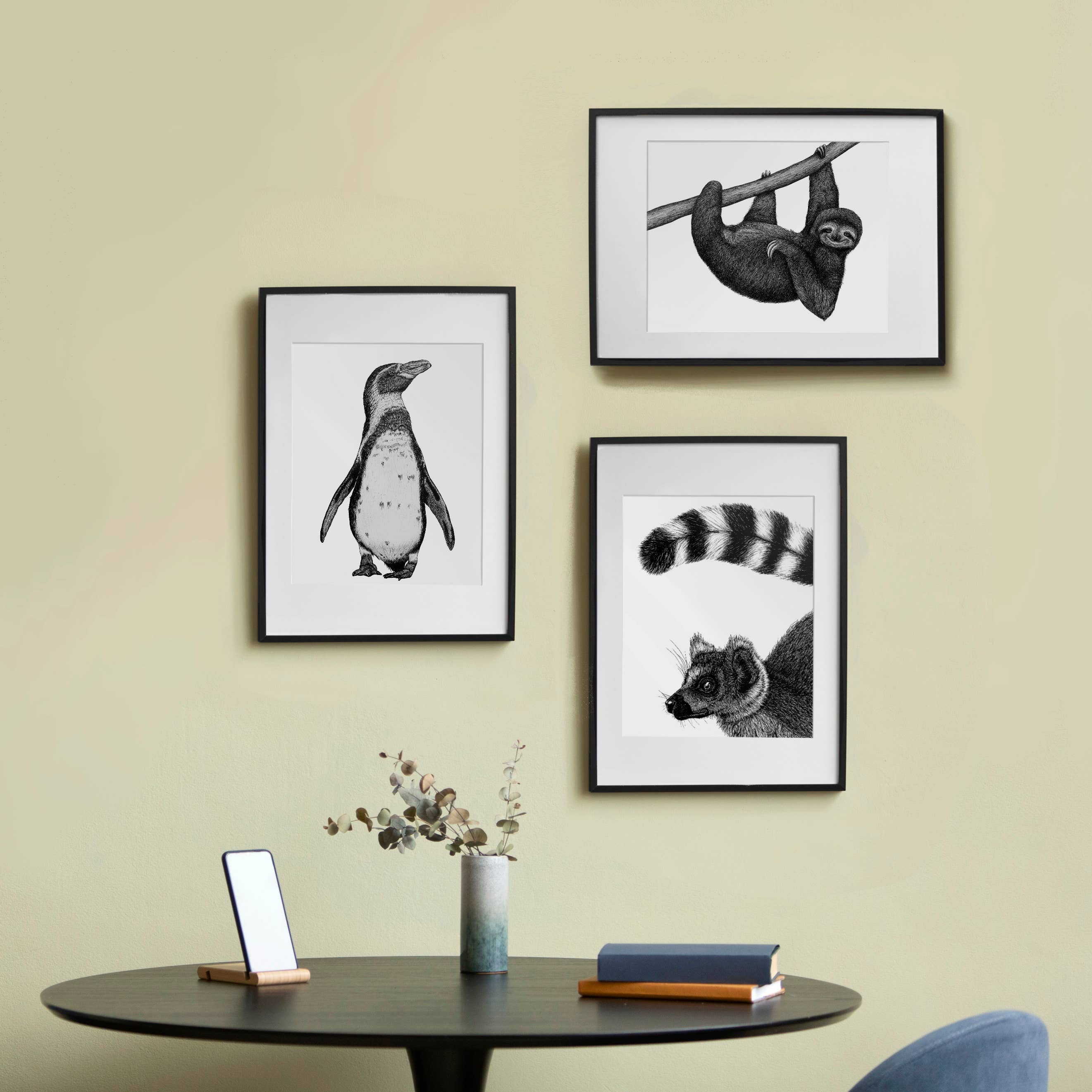 Wild Lines - Wholesale Art Print - Black and White Animal Art Print - Sloth - A4 Pen & Ink Art4