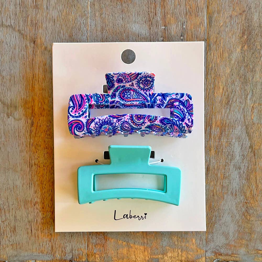 Laberri - Wholesale Hair Accessories Set - Women's - BULK PACK - Set of Two Hair Clips - Paisley and Seafoam 4