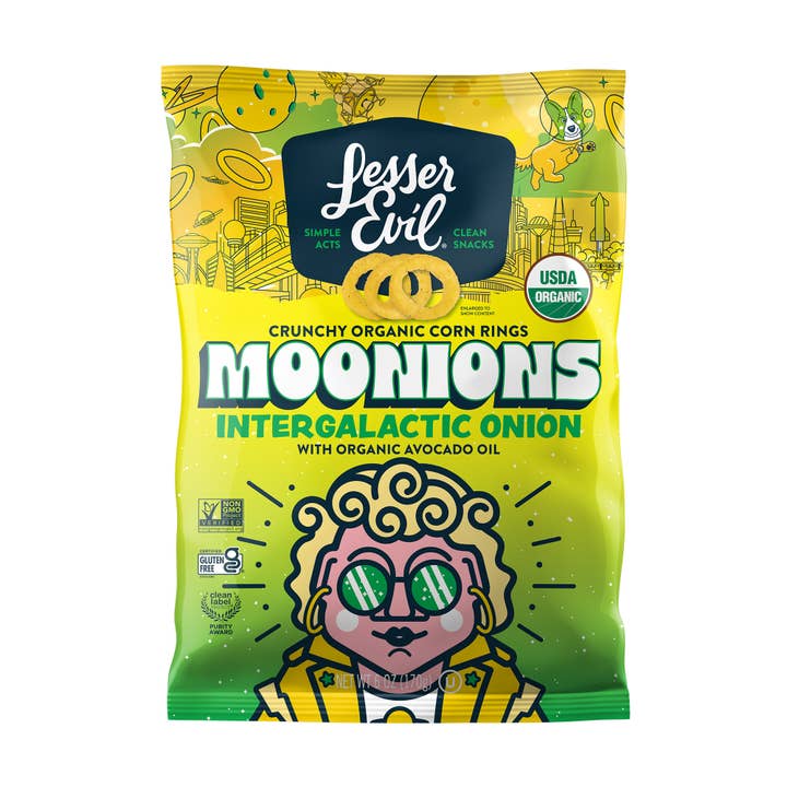 LesserEvil - Wholesale Puffed Snack - Moonions, Intergalactic Onion 6oz