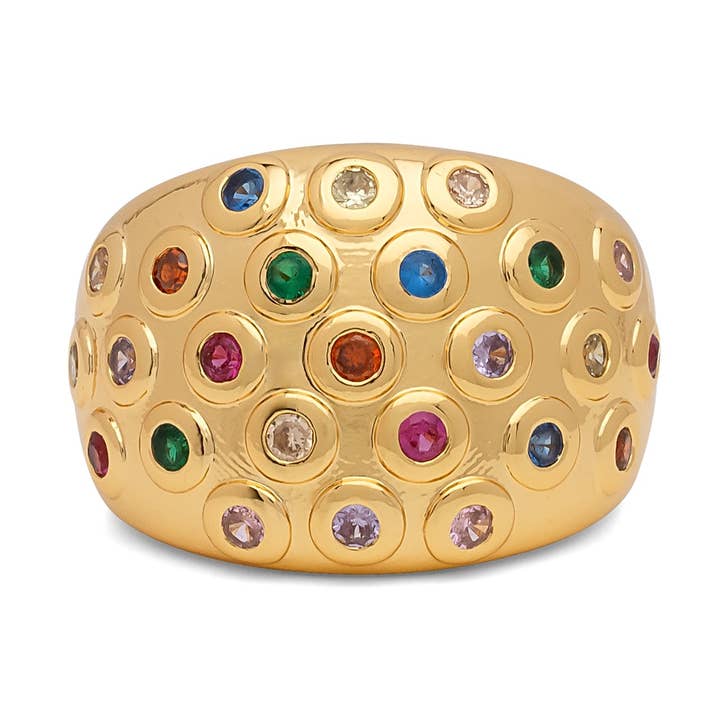 Rainbow Cubic Zirconia Chunky Cocktail Ring for wholesale by XUXA