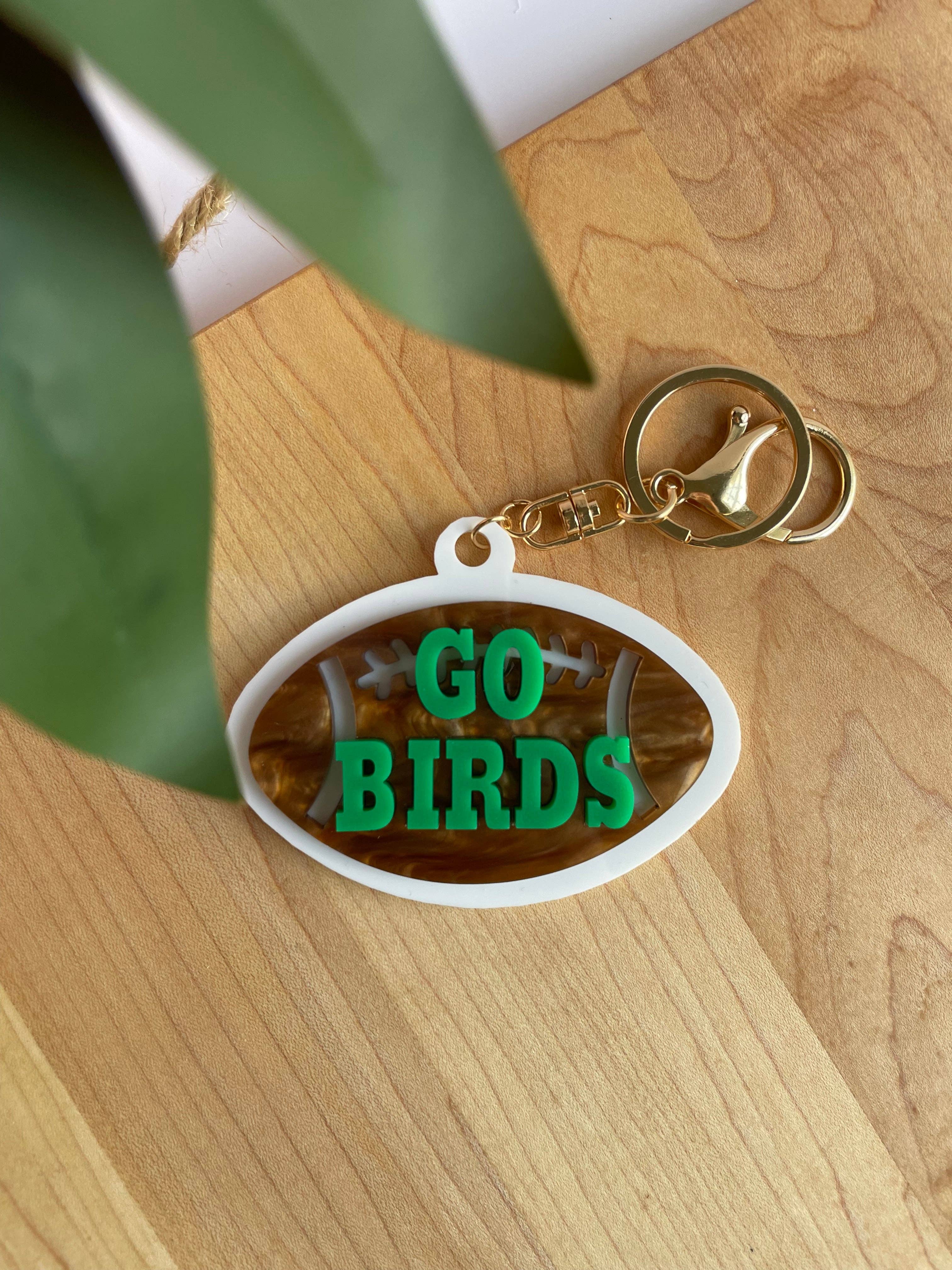 DesignedbyKendal - Wholesale Keychain - Women's - Go Birds Eagles Football Acrylic Keychain with Gold Features3
