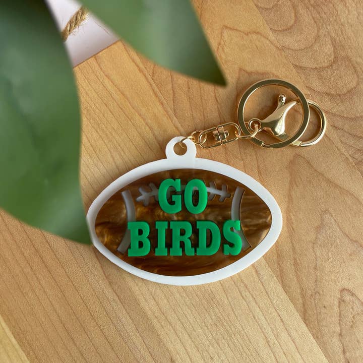 DesignedbyKendal - Wholesale Keychain - Women's - Go Birds Eagles Football Acrylic Keychain with Gold Features3