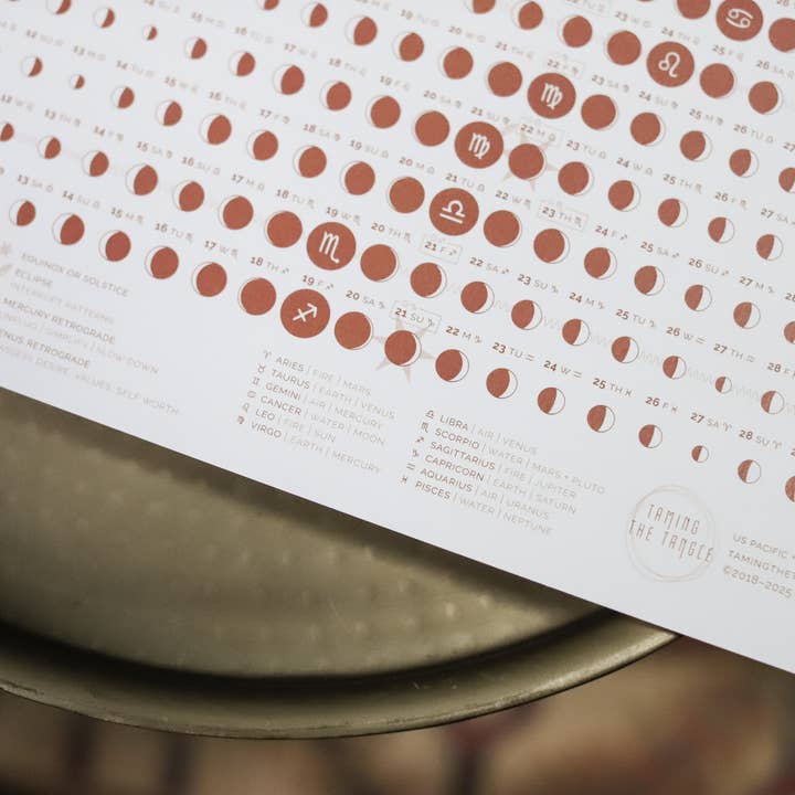 Taming the Tangle - Wholesale Calendar - Terra Cotta 2026 Moon Calendar poster6