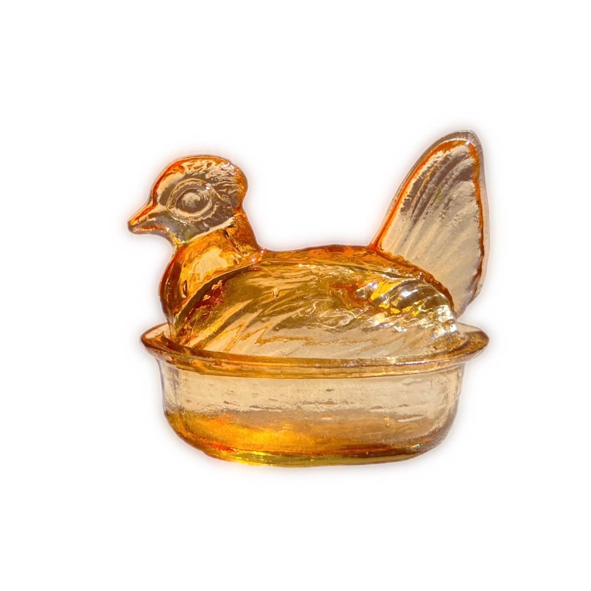 Kitchen One - Wholesale Decorative Plate/Dish/Bowl - Nesting Hen Bowl AMBER (Maple) | Hand Blown Glass - Colombia