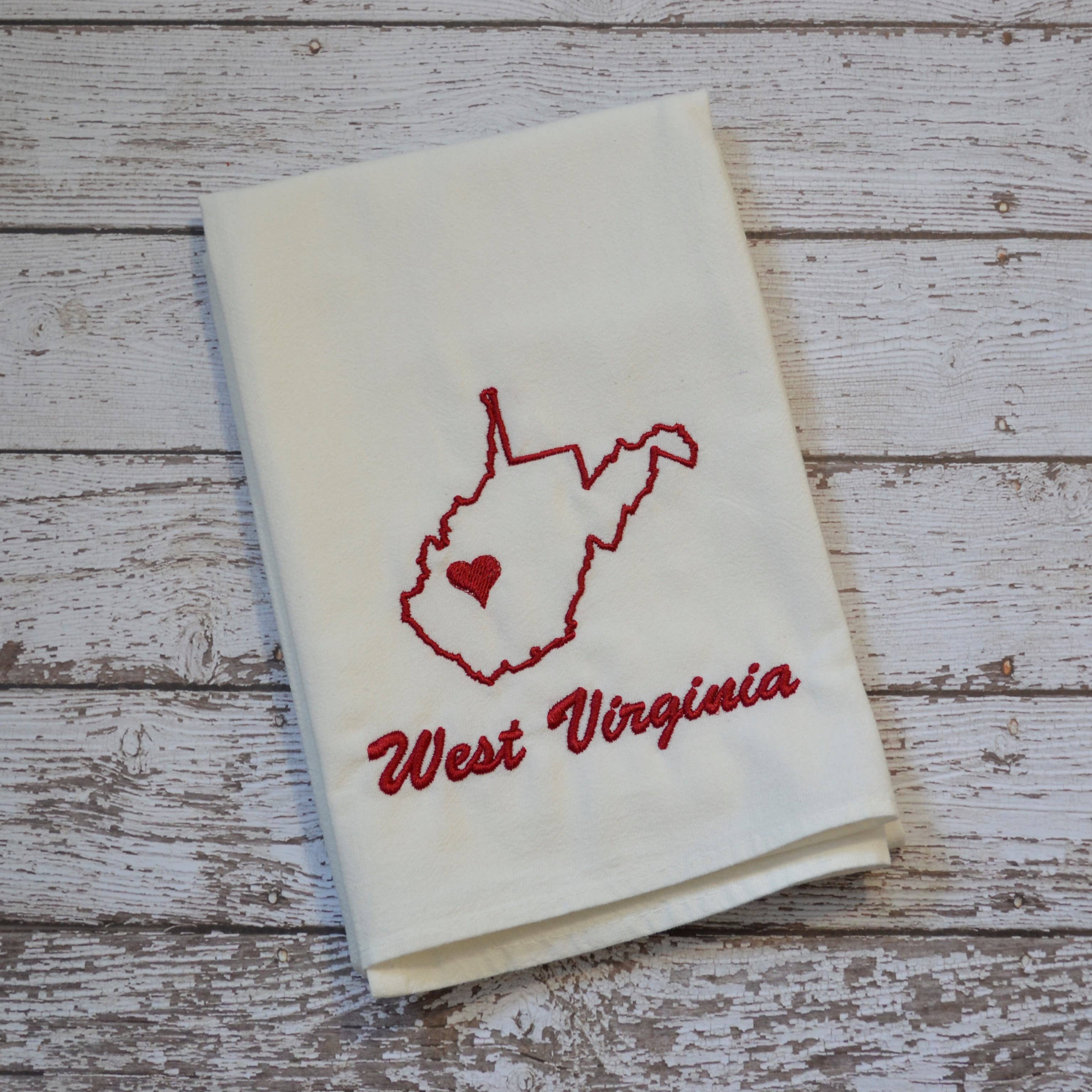 SewMuchMoreStore - Wholesale Tea Towel - State Tea Towel - Red - Embroidered Floursack Towel1