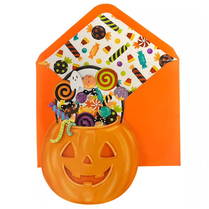 Tarjeta de Halloween con calabaza de caramelo troquelada para venta al por mayor de NIQUEA.D