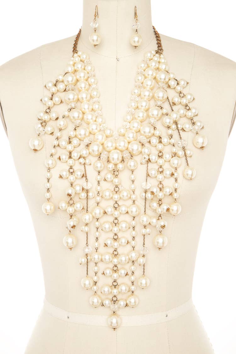 Artini Accessories - Wholesale Jewelry Set - Zillion Pearls Statement Head Turner Necklace Set0