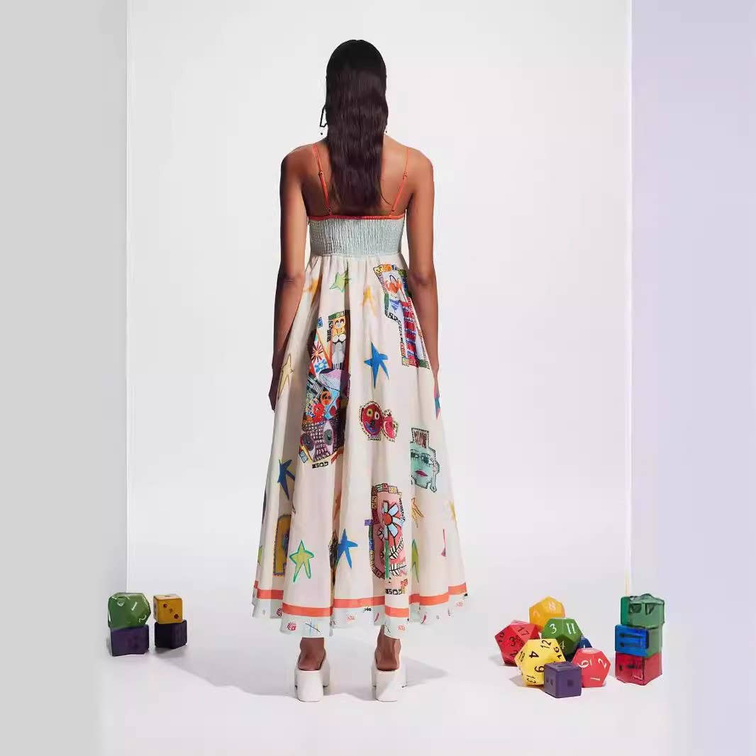 Hope & Sunshine - Vente Robe – femme - Robe évasée en lin à imprimé graffiti41