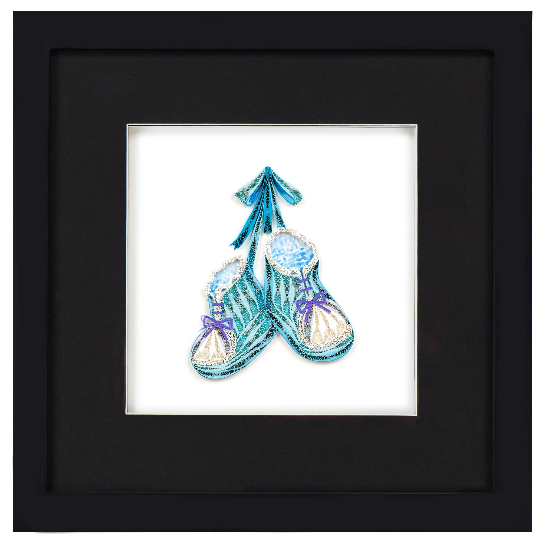 Quilling Card - Wholesale Baby Card - Knitted Blue Baby Booties2