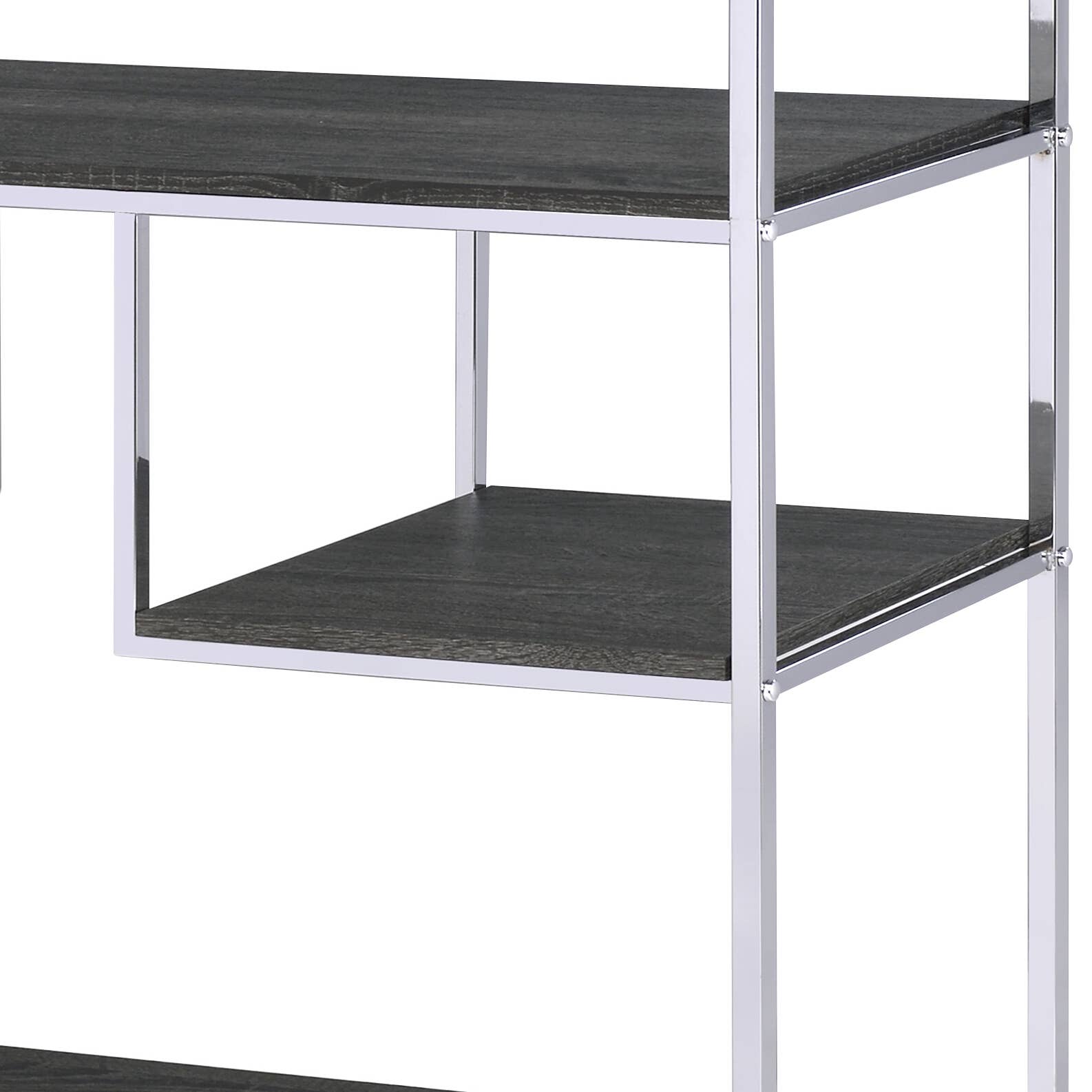 Acme Furniture Industry, Inc. - Wholesale Bookcase - Vonara Back Open Bookshelf, Rustic Gray Oak & Chrome3