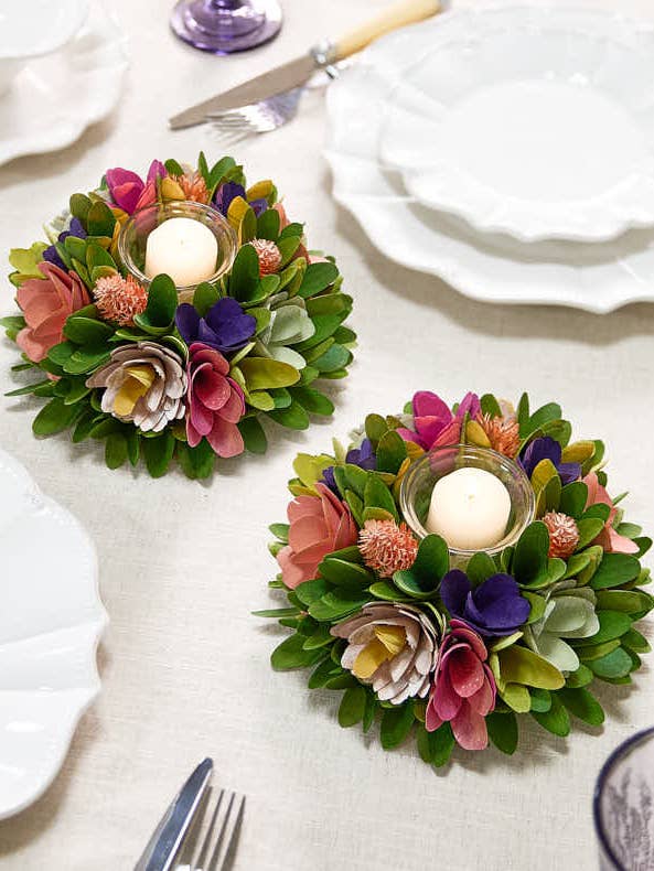 S/2 Camerton Floral Candle Holders for wholesale by Dibor