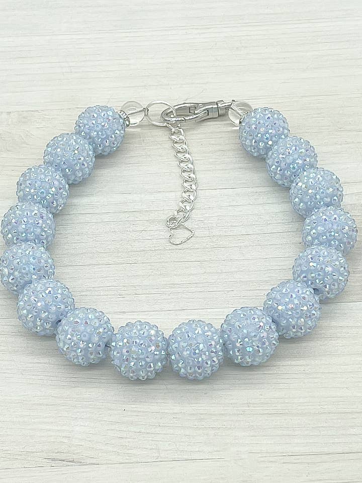 RHINESTONE BABY BLUE DOG NECKLACE for wholesale by My Trendy Little Pup