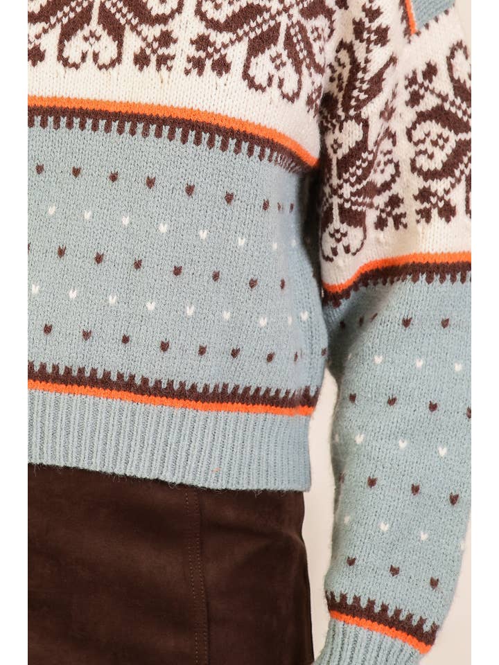 Vanilla Monkey - Wholesale Knit Sweater - Women's - Nordic Charm Fair Isle Knit Sweater4