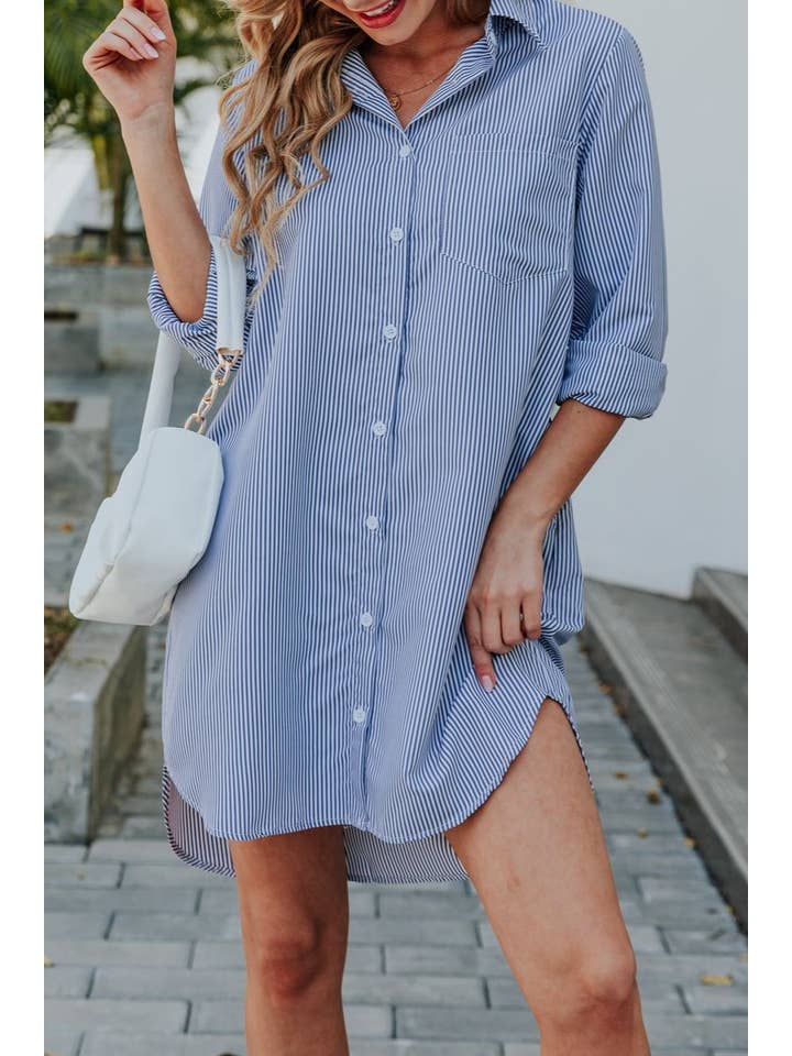 Rosa Clothing - Wholesale Dress - Women's - Loose casual long sleeve shirt dress