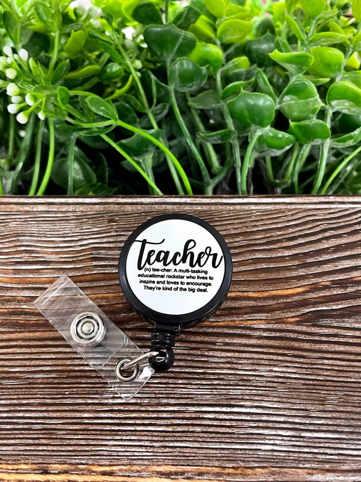 Teacher Definition, Retractable Badge Reel, Can Make Custom, Boho Fun, Sublimation Lanyard Holder for wholesale by Handmade by Marlayna