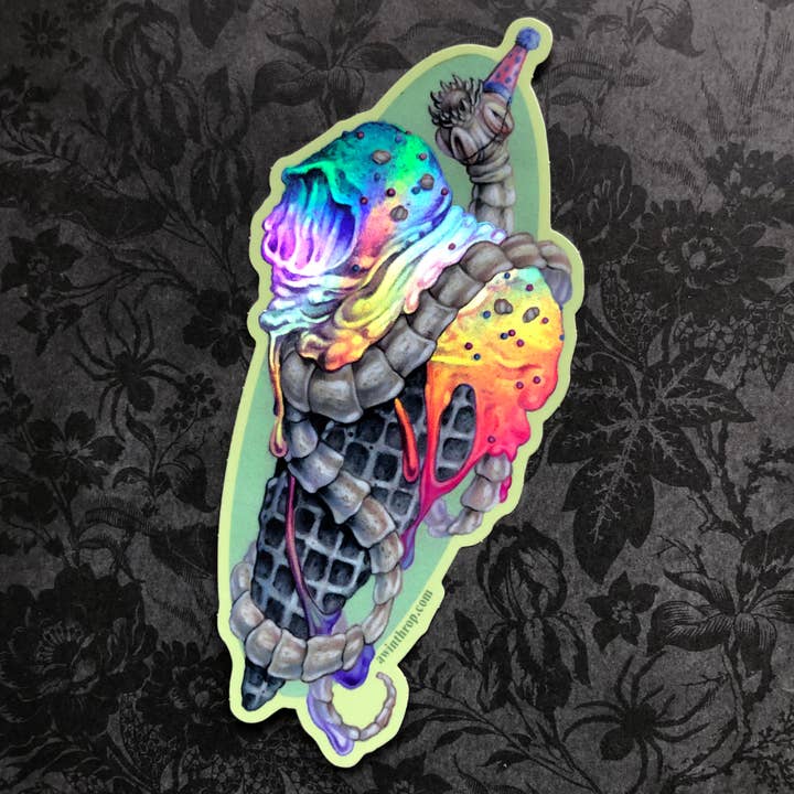 Autocollant de crème glacée au ténia (détails holographiques) pour la vente par Alexandra Winthrop