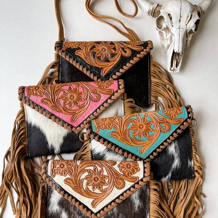 Boho Ranch Shop - Wholesale Crossbody Bag - Women's - THE CASSIE - TOOLED crossbody Western Tooled Leather Cowhide