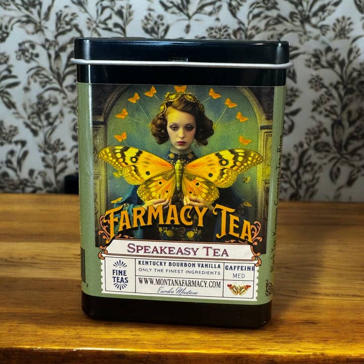 Montana Farmacy - Wholesale Loose Tea - Speakeasy Smoky Van Bour Tea TIN Travel on the go Vintage