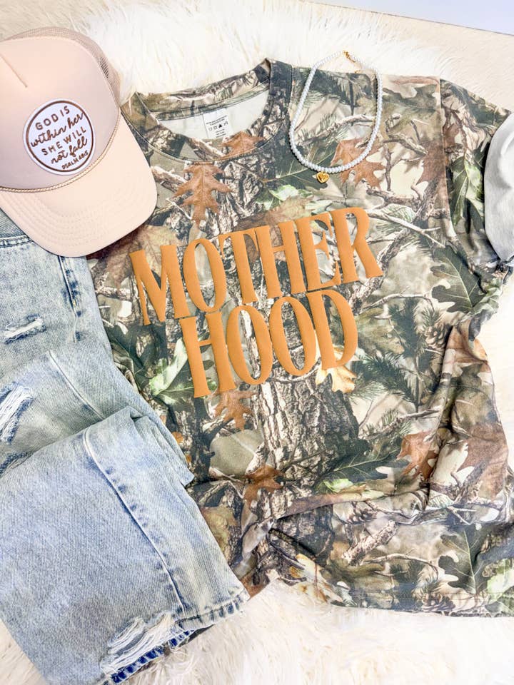 Motherhood Camo Tee for wholesale by Hart and Hollow