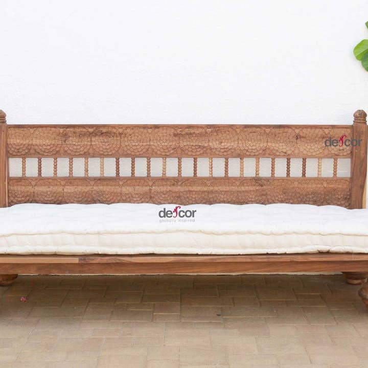 De-cor - Venta al por mayor Camas de día - Sofá cama de madera recuperada con flores de loto natural