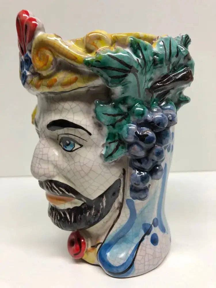 DD Ceramiche Siciliane - Venta al por mayor Figura decorativa - Cerámica clásica de cabezas moras de Caltagirone, craquelado, 15 cm de alto y 12 cm de largo1
