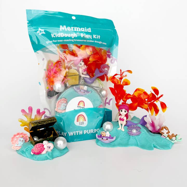 Earth Grown KidDoughs (KidDoughs by EGKD) - Wholesale Putty/Slime - Kids - Mermaid (Blue Hawaiian) KidDough Play Kit