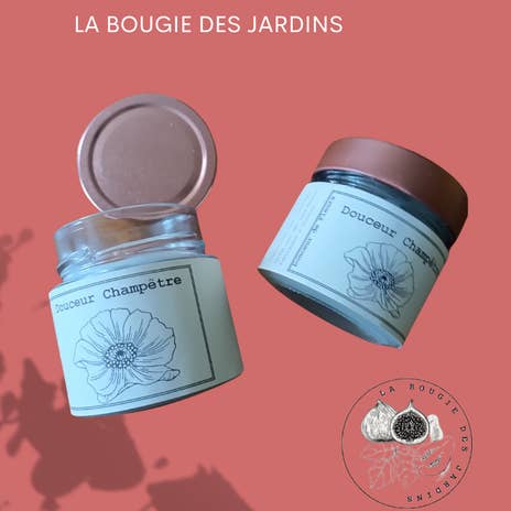 Bougie en cires de soja et colza - Douceur Champêtre - 180g pour la vente par LA BOUGIE DES JARDINS