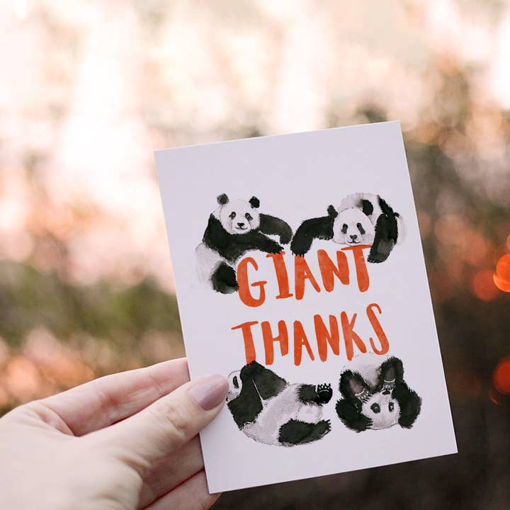 Liyana Studio - Wholesale Thank You Card - Giant Panda Thanks - Funny Thank You Card