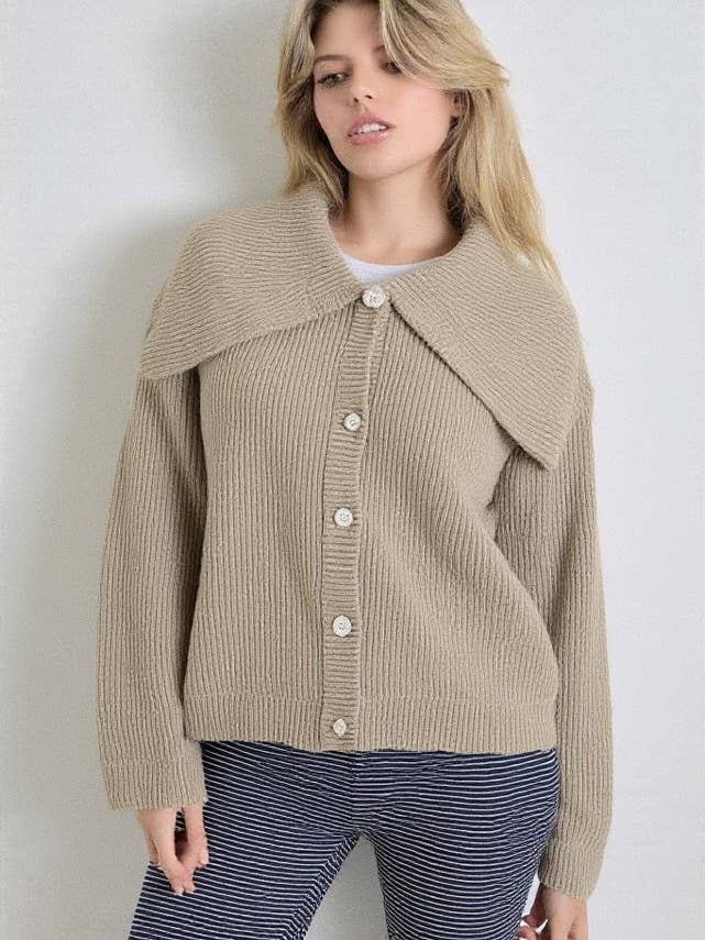 WIDE COLLAR SWEATER CARDIGAN for wholesale by Polagram by Wellmade USA