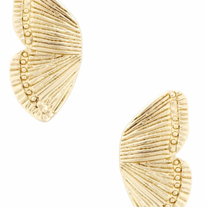 Butterfly Wing Stud Earrings- Stainless steel 14K for wholesale by HoopLa