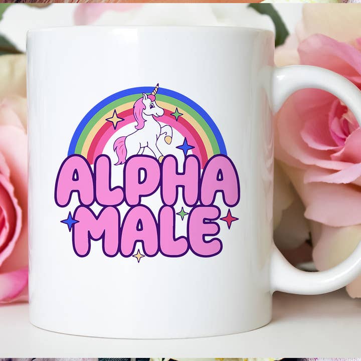 Alpha Male - Funny Unicorn Rainbow Coffee Mug for wholesale by House Of Rodan