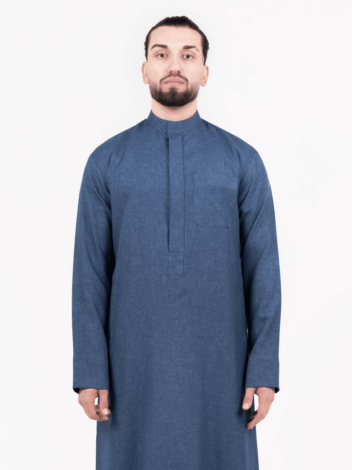 Mens Cyan Semiramis Kuwaiti Thobe for wholesale by MY LITTLE JUBBA