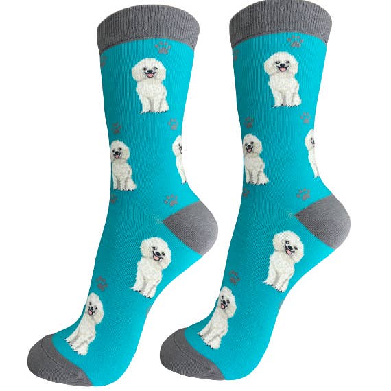 White Poodle Socks - Fun Novelty Dog Socks - Unisex for wholesale by E&S Pets