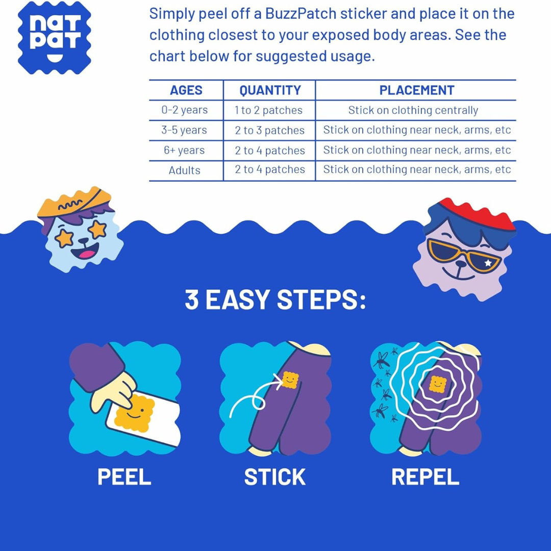 NATPAT - Wholesale Anti-muggenspray - NATPAT BuzzPatch - Muggen- en Insectenwerende Stickers8