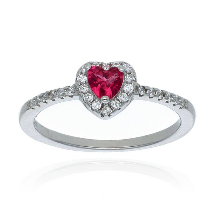 Sterling Silver Ring Iconic Ruby Heart for wholesale by Las Joyas de Amanda