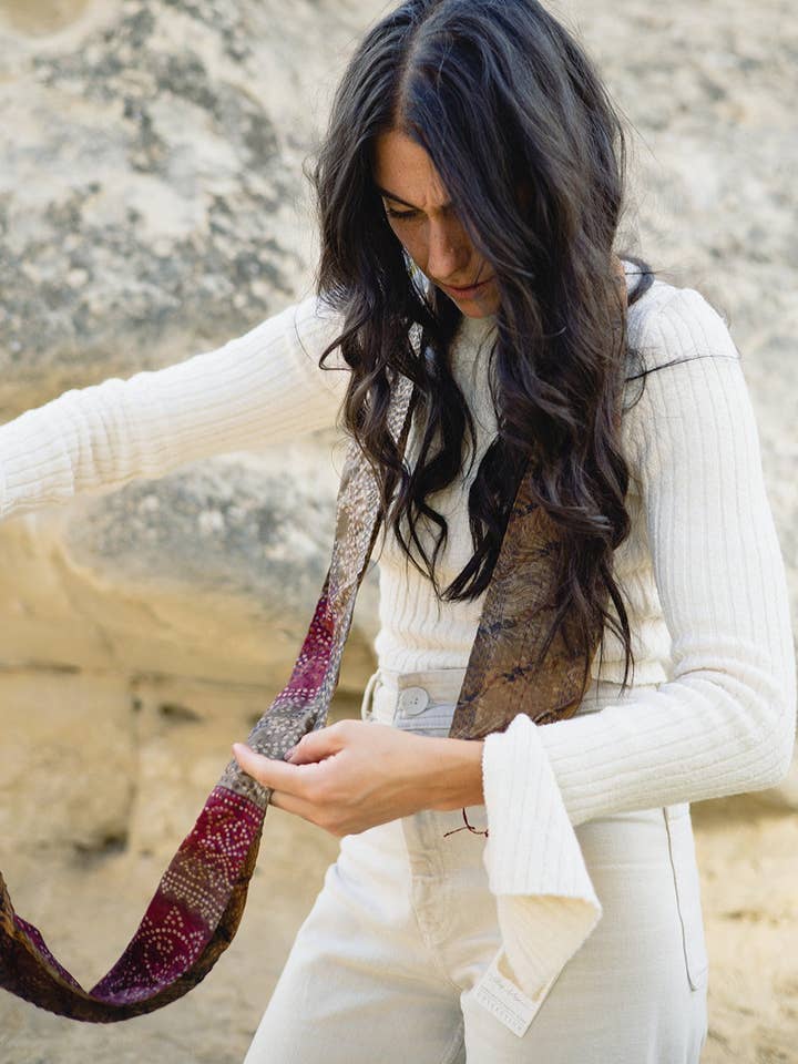 The Skinny Kantha Scarf in the Sand Dunes Palette for wholesale by Village Artisan