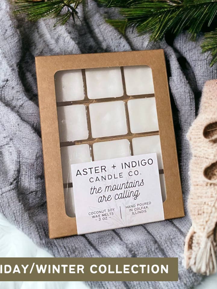 The Mountains are Calling | Christmas/Winter Wax Melt for wholesale by Aster + Indigo Candle Co.