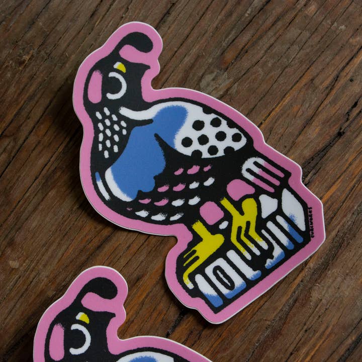 Curlworks - Wholesale Sticker - California Quail - 3" Vinyl Sticker3