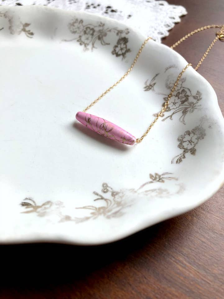 I AM WHOLE Light Pink Bar Necklace for wholesale by Hamrick Avenue