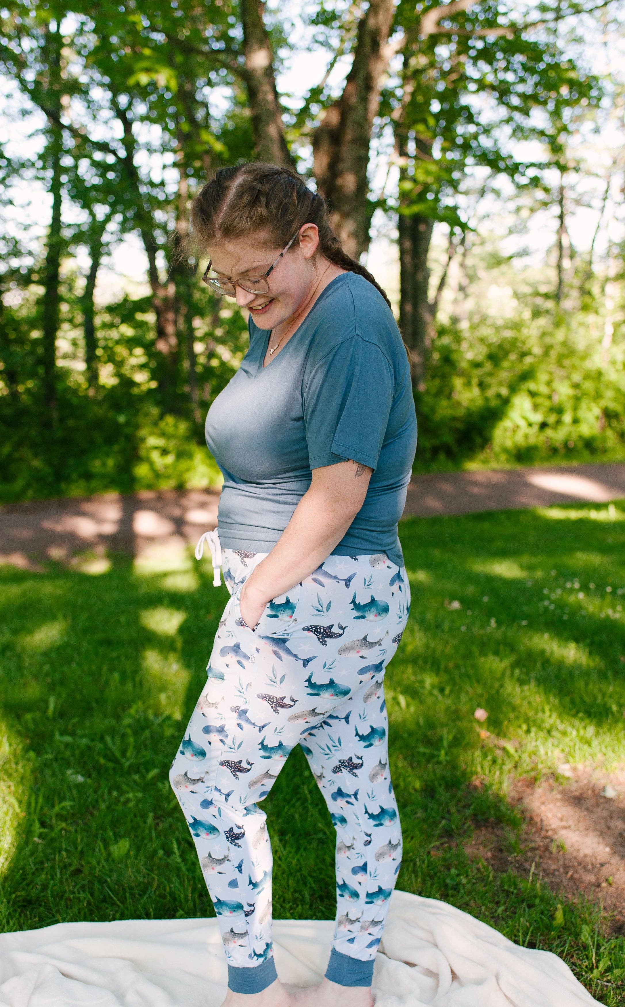 Stay Dreamy - Wholesale Sleepwear Bottom - Women's - Adult Jogger Style PJ Pants - Snuggle Sharks3
