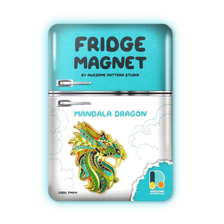 Mandala Dragon - Decorative Fridge Magnet for wholesale by Awesome Pattern Studio