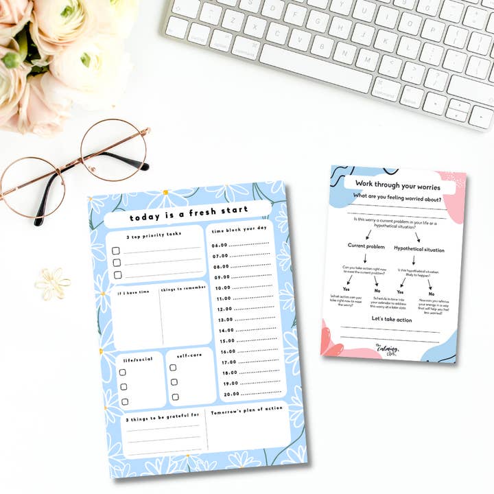 Pacote de planejamento de mesa autocuidado - 2 planeadores de notepad por atacado de The Calming Club