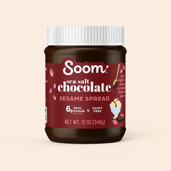 Chocolate Sea Salt Sesame Spread for wholesale by Soom Foods