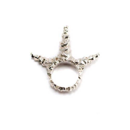 Anello tridente dell'età della pietra - argento Sterling per la vendita all'ingrosso da parte di Brooklyn Heavy Metal