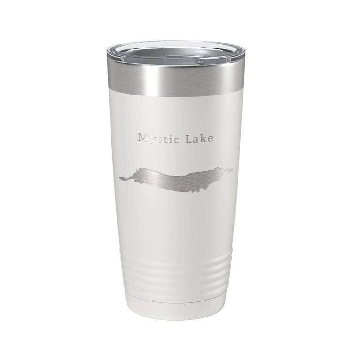 Mystic Lake Map Tumbler Travel Mug Insulated Laser Engraved Coffee Cup Montana 20 oz for wholesale by CarveBright
