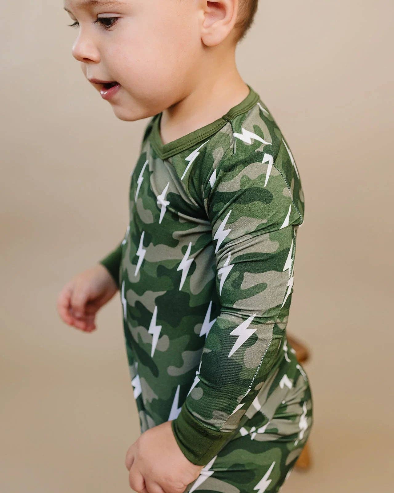 Lucky Panda Kids - Wholesale Sleepwear Set - Kids - Bamboo Two Piece Set | Green Camo Bolts15